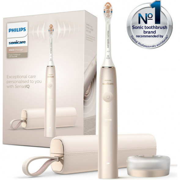 Звуковая зубная щетка Philips Sonicare 9900 Prestige HX9992, золотистое шампанское в Пензе