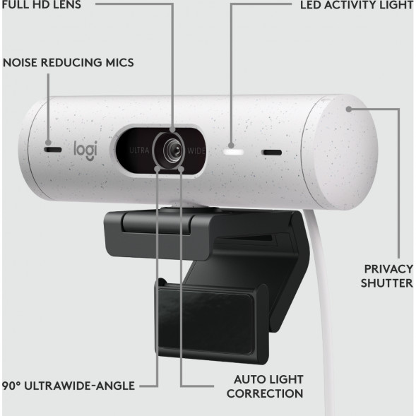 Веб-камера Logitech Brio 500, белый в Пензе