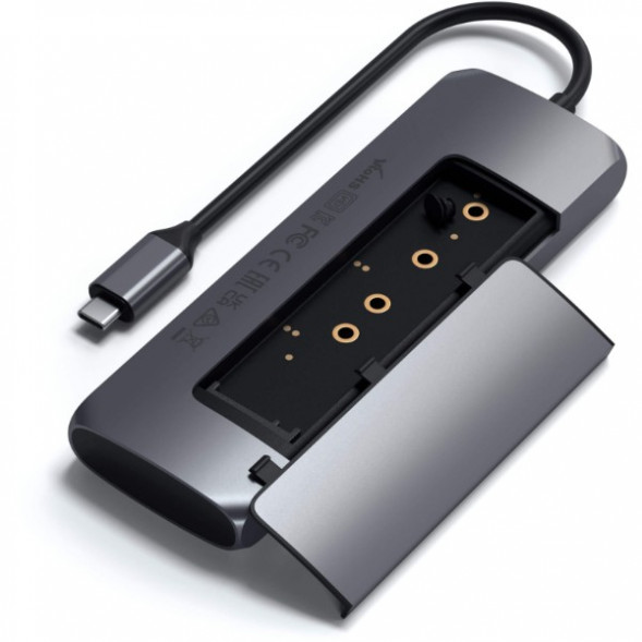 Док-станция Satechi USB-C Hybrid Multiport Adapter (with SSD Enclosure M.2 SATA, 2xUSB 3.1, USB Type-C, HDMI), Серый ST-UCHSEM в Пензе