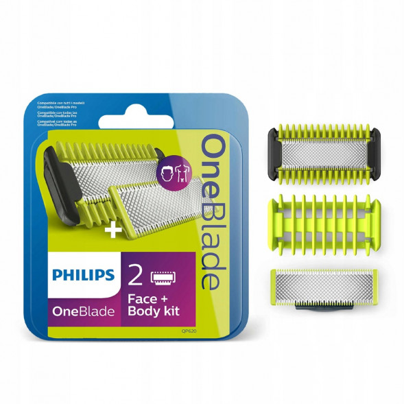 Сменные лезвия Philips OneBlade 2 шт. + 1 шт. Body kit QP620/50 в Пензе